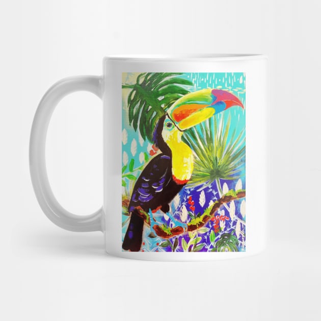 Toucan in the jungle art print by Orangerinka